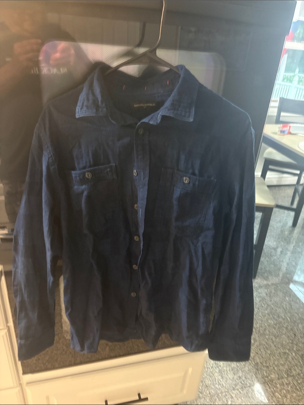 Men's Banana Republic Lightweight Navy Button-Front Shirt Jacket